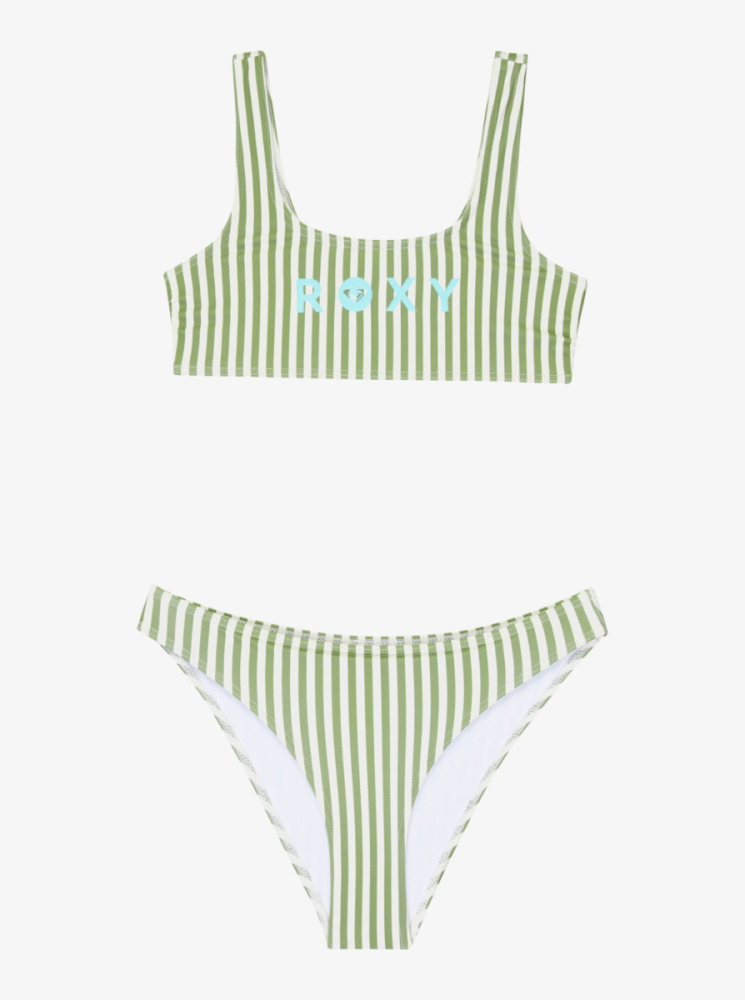 Roxy Bico Active Rg Bralette Set, Oil Green Vert Moda Stripe, 8