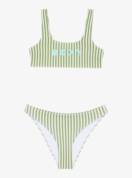 Roxy Bico Active Rg Bralette Set, Oil Green Vert Moda Stripe