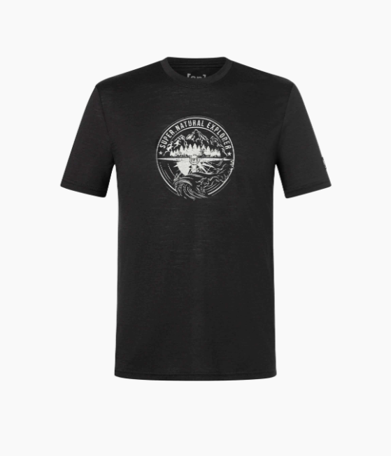 super.natural M EXPLORING TEE, Jet Black/Feather Grey, L