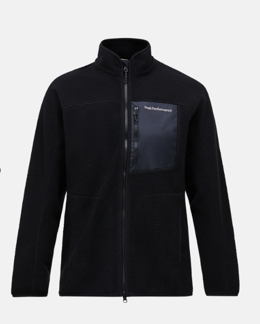 Peak Performance M NatureRush Pile Zip Jac-BLACK-BLACK, BLACK/BLACK, S