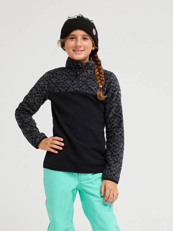 Roxy Whitecamp Half Zip Girl, true black roxygram tonal, 8/S